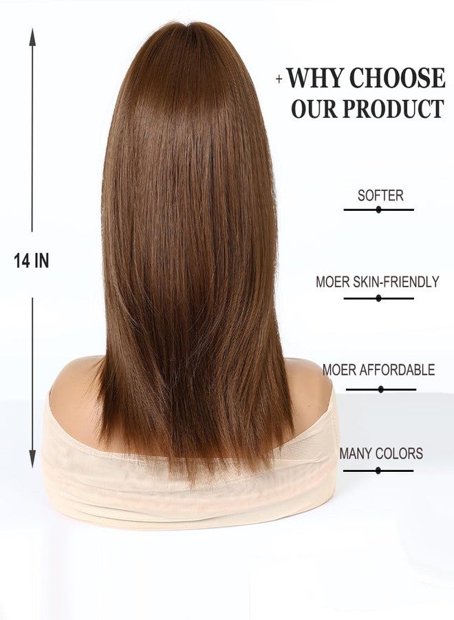 اسمي شعر مستعار قصير بني ناعم من إسمي مع غرة جانبية، يصل طوله إلى الكتف، شعر مستعار طبيعي، شعر مستعار صناعي للاستخدام اليومي، مناسب للحفلات والتنكر، للنساء - Image 4